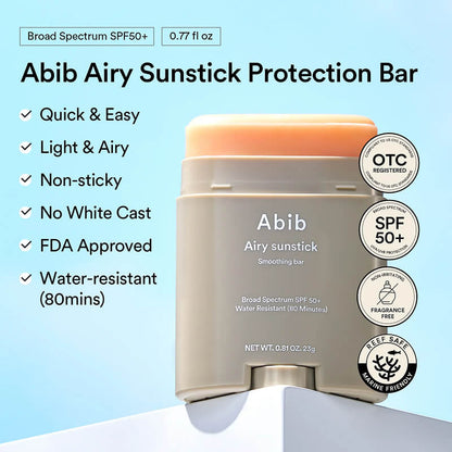 [Abib] Airy Sunstick Smoothing Bar SPF50+ PA++++ 23g