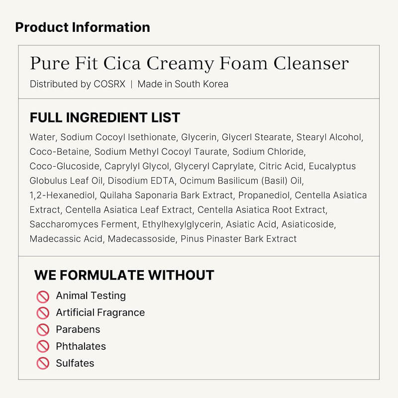 [Cosrx] Pure Fit Cica Creamy Foam Cleanser 150ml