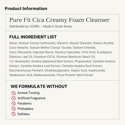 [Cosrx] Pure Fit Cica Creamy Foam Cleanser 150ml